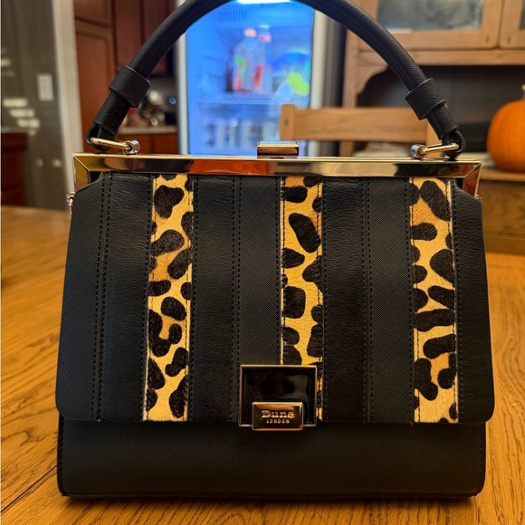 Dune London Handbags - Dune London Black and Animal Print Satchel
